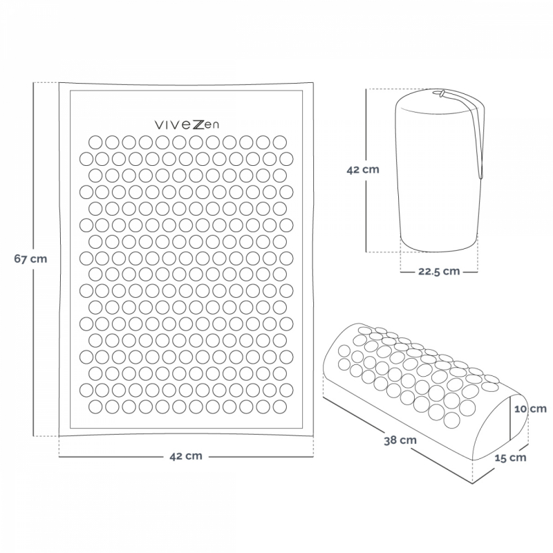 Tapis et coussin d'acupression 67 x 42 cm - Bleu