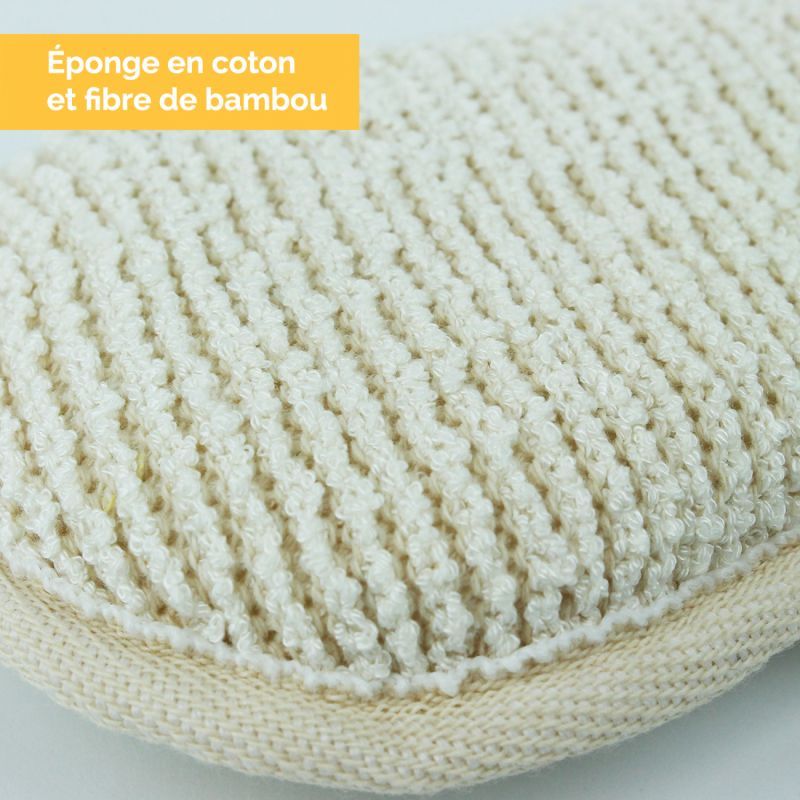 Éponge exfoliante en fibre de bambou - Double face - 16 x 10 x 3 cm