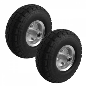 Lot de 2 roues increvables pour chariot - 4.10 / 3.50 - 4 - Alésage 16 mm