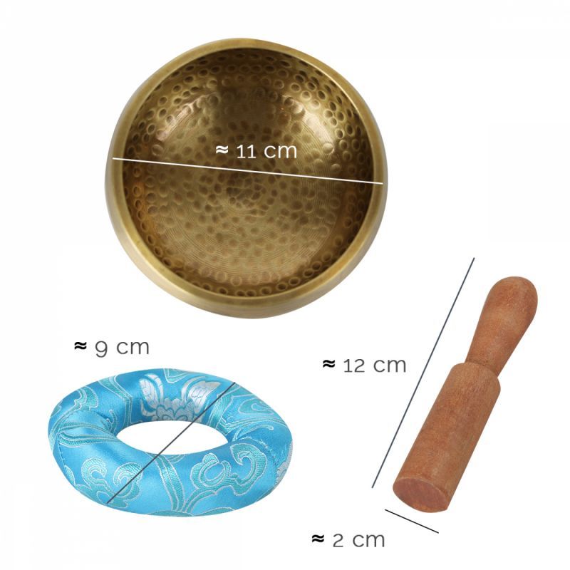 Kit de bol chantant tibétain - Diam 10 cm - Bleu clair