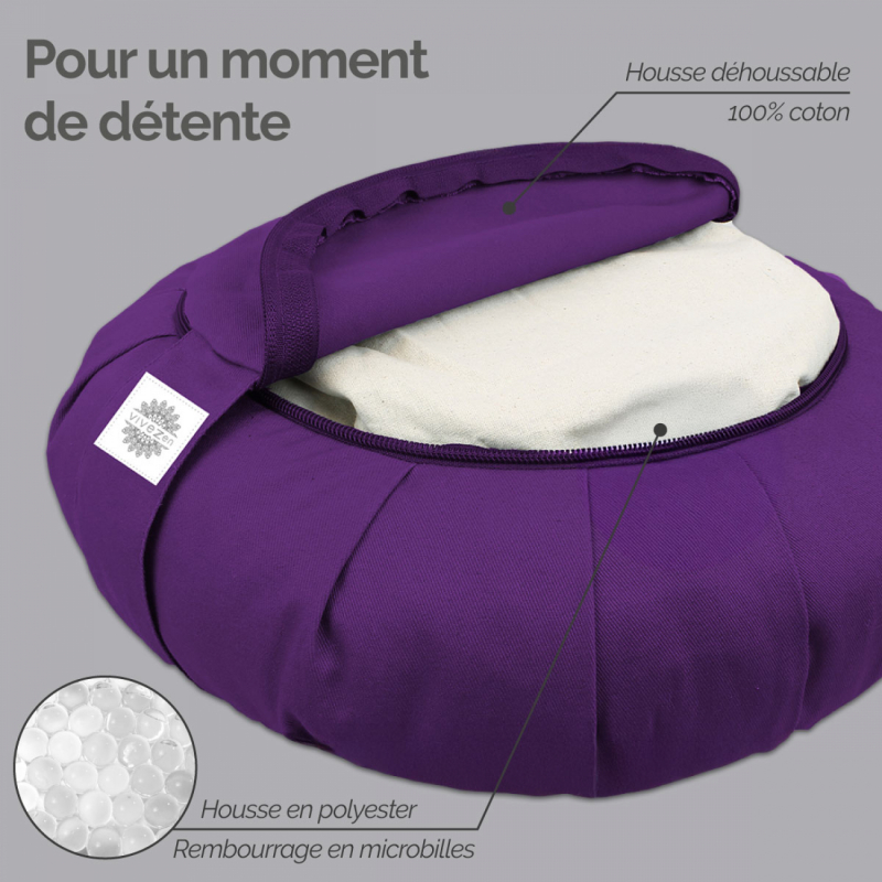 Coussin de méditation - Rond - 38 x 38 x 13 cm - Prune