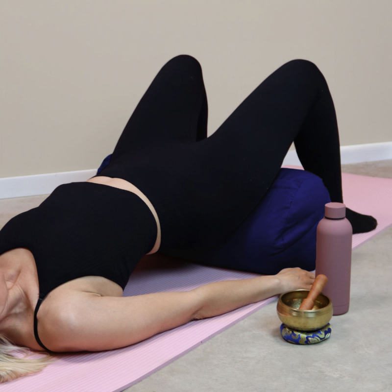 Traversin de yoga - 24 x 64 cm - Bleu