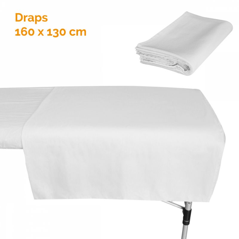 Set de drap + drap-housse pour table de massage - Flanelle - Blanc