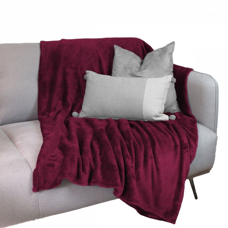 Plaid flanelle - 150 x 200 cm - Prune