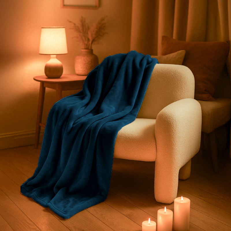 Plaid flanelle XL - 220 x 240 cm - Bleu