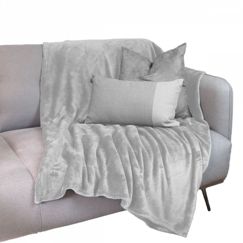 Plaid flanelle XL - 220 x 240 cm - Gris