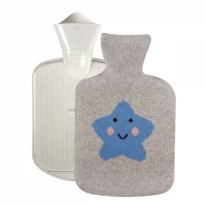 Bouillotte en caoutchouc avec housse coton - 0.8 L - Etoile - Gris