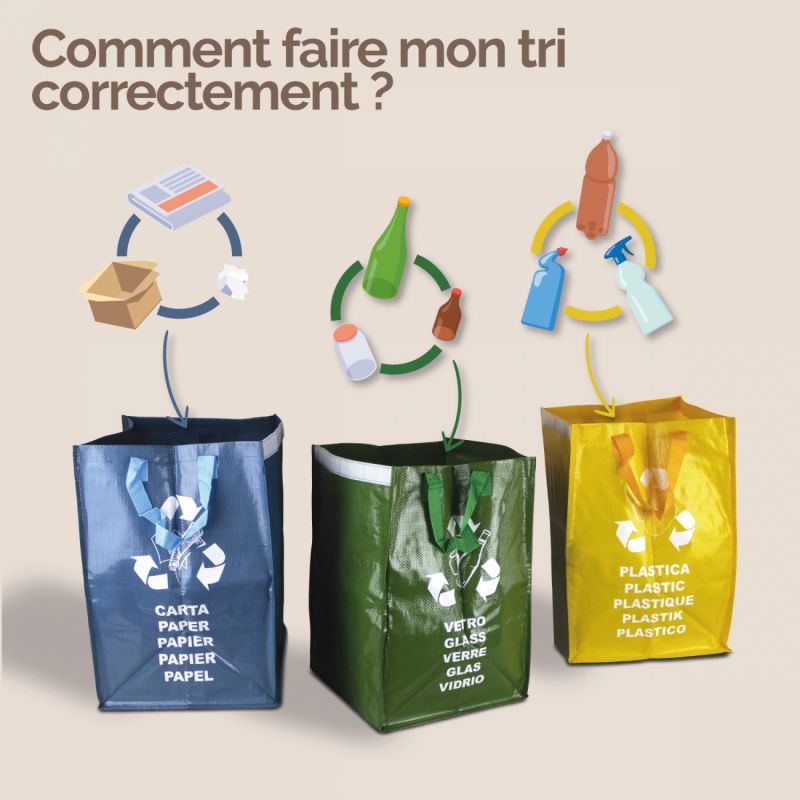 Lot de 3 sacs de recyclage - 130 L