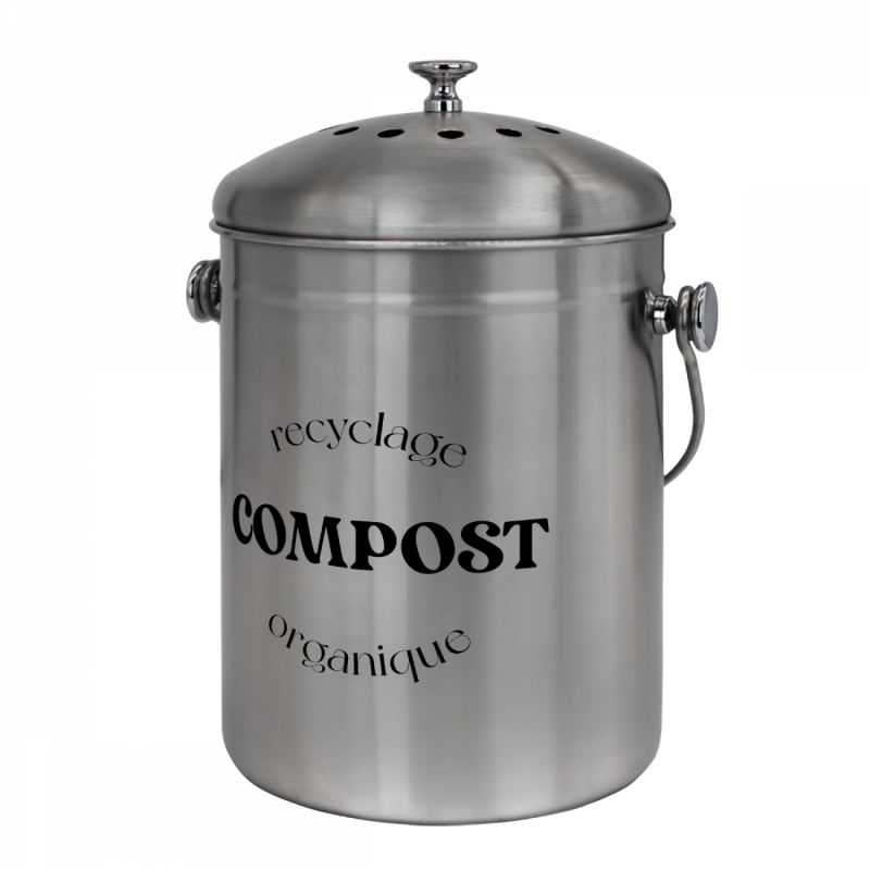 Composteur de cuisine - Rond - Gris