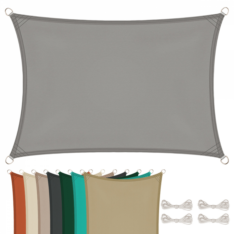 Voile d'ombrage rectangulaire - 3 x 4 m - Gris