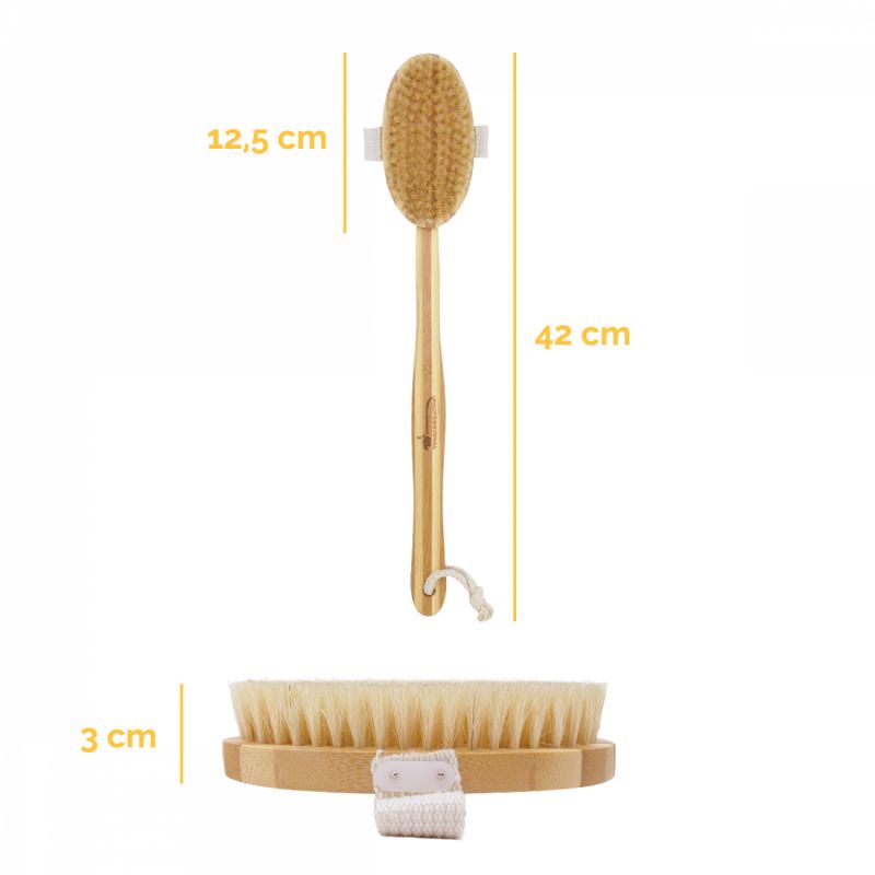 Lot de 2 brosses à poils avec manche en bambou amovible - 42 cm