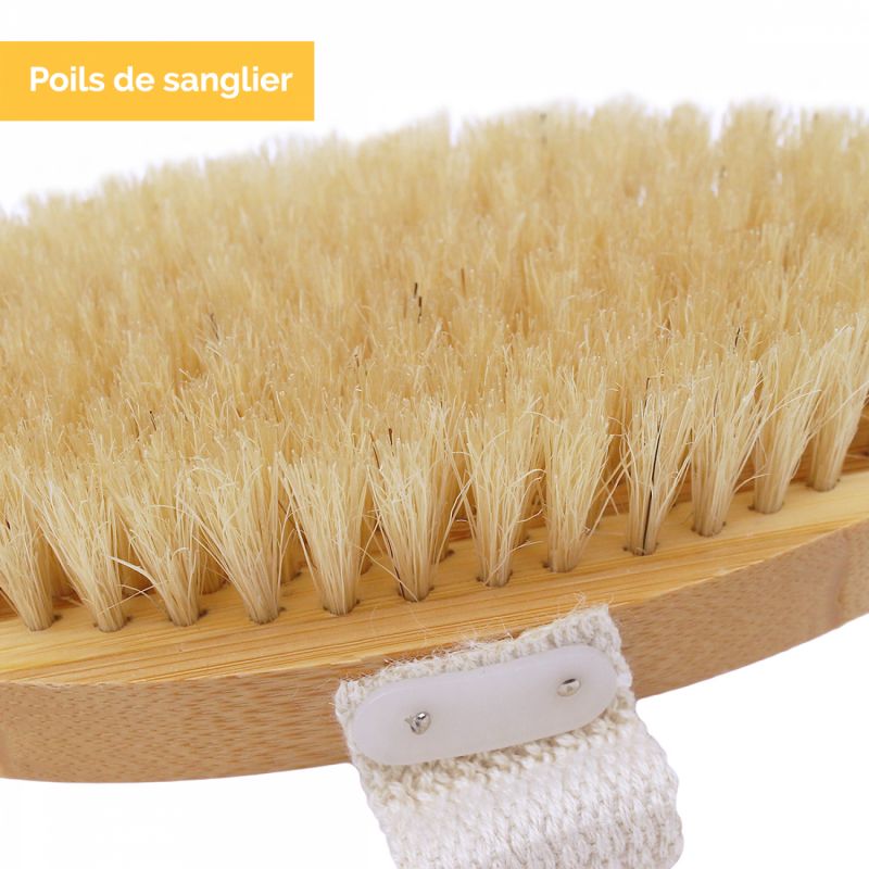 Lot de 2 brosses à poils avec manche en bambou amovible - 42 cm