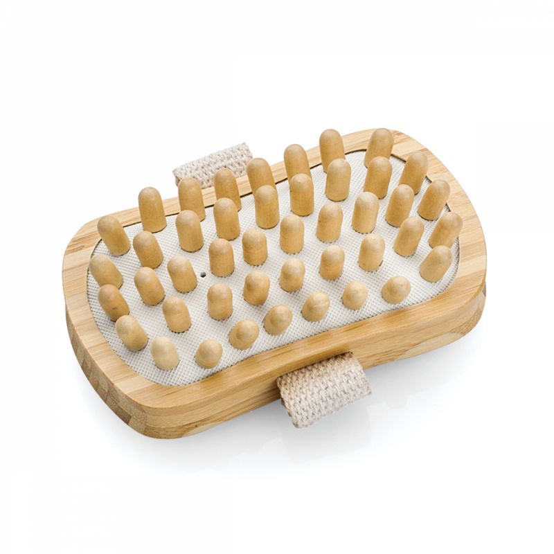 Lot de 2 brosses de massage en bambou - 13 x 7.5 x 4 cm