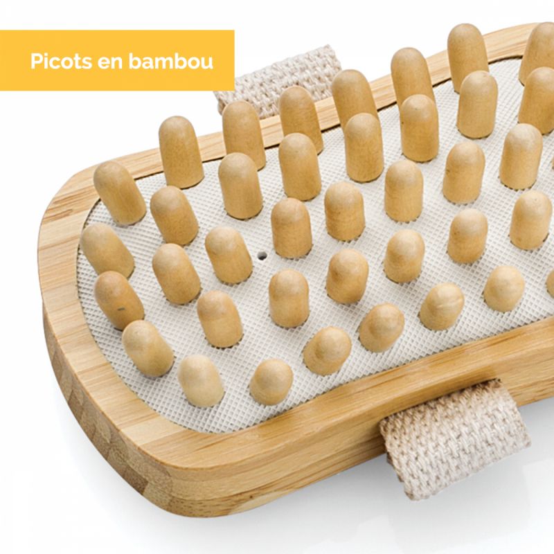 Lot de 2 brosses de massage en bambou - 13 x 7.5 x 4 cm