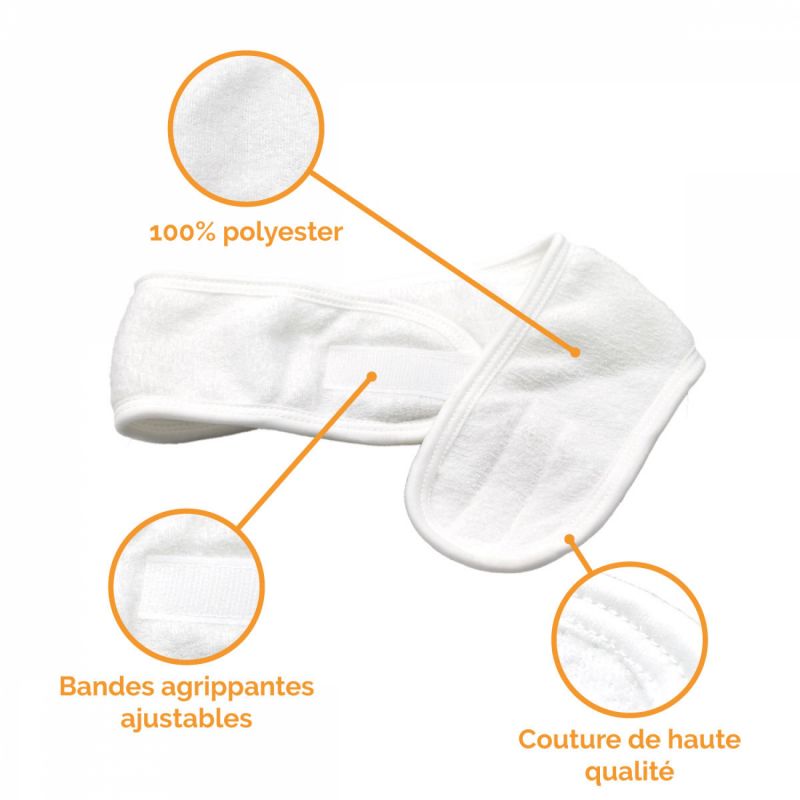 Lot de 6 bandeaux avec bande agrippante - Blanc