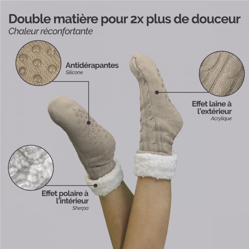 Chaussettes polaires - Taille 35-39 - Beige