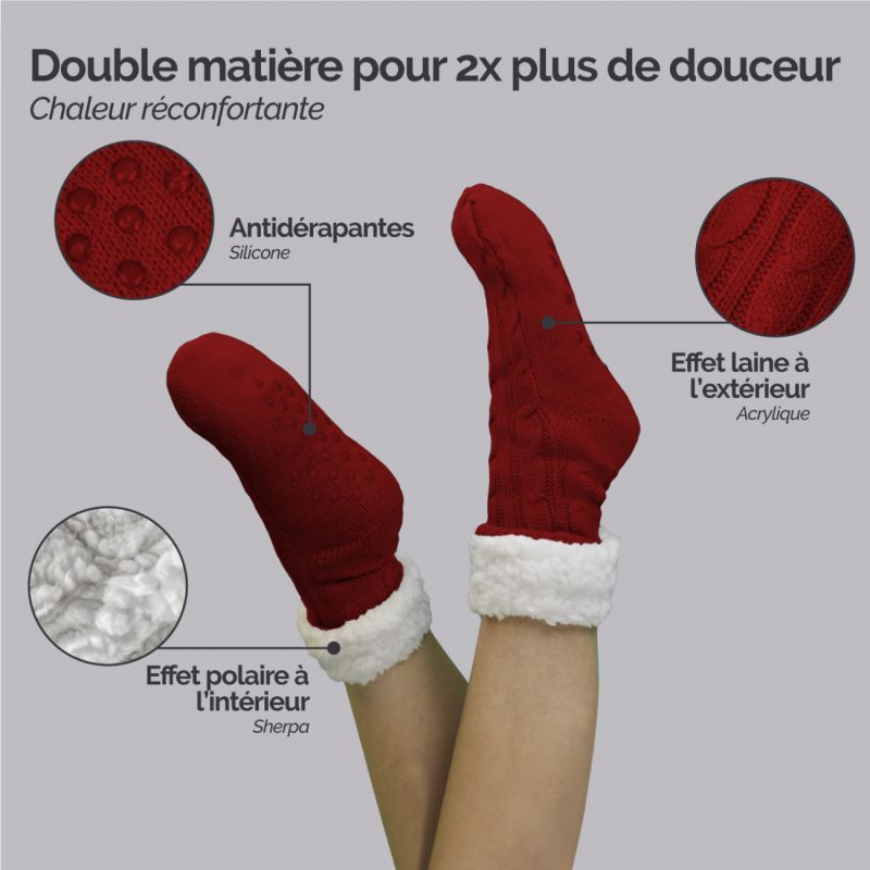 Chaussettes polaires - Taille 40-45 - Rouge